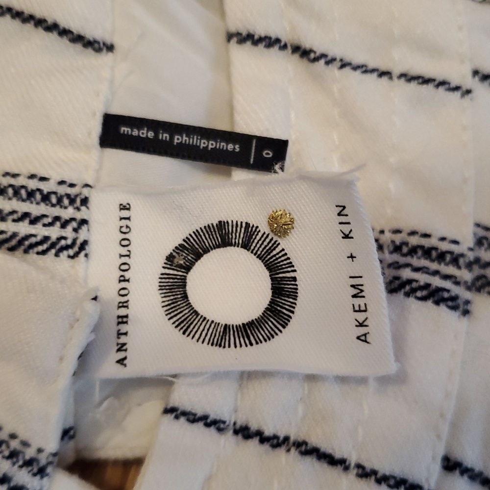 NWOT Anthropologie Striped Linen Dress in White and Navy Size 0 - Picture 5 of 10